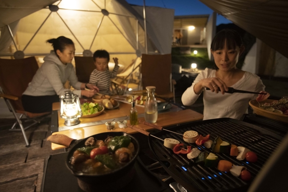 【連泊プラン】オーシャンビューテント　２食付　BBQ（通常コース）　※今治市限定クーポン対象